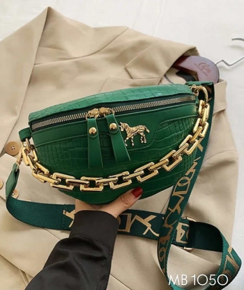 Timsah Crossbody çanta kadın moda zincir bel çantası PU deri Fanny paketi